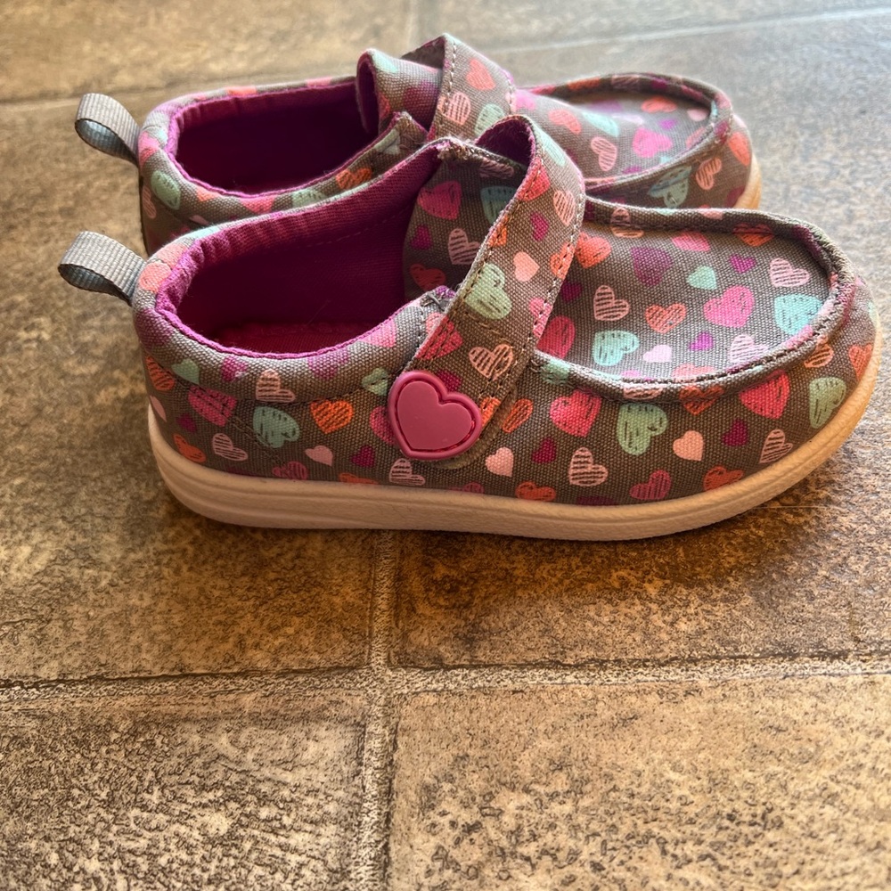 Heart Pattern Toddler Girl Shoes - Pink and Gray